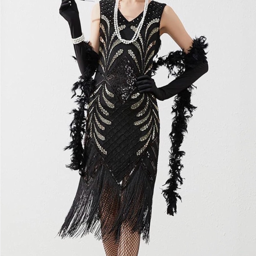 Elegant Black Flapper Dress